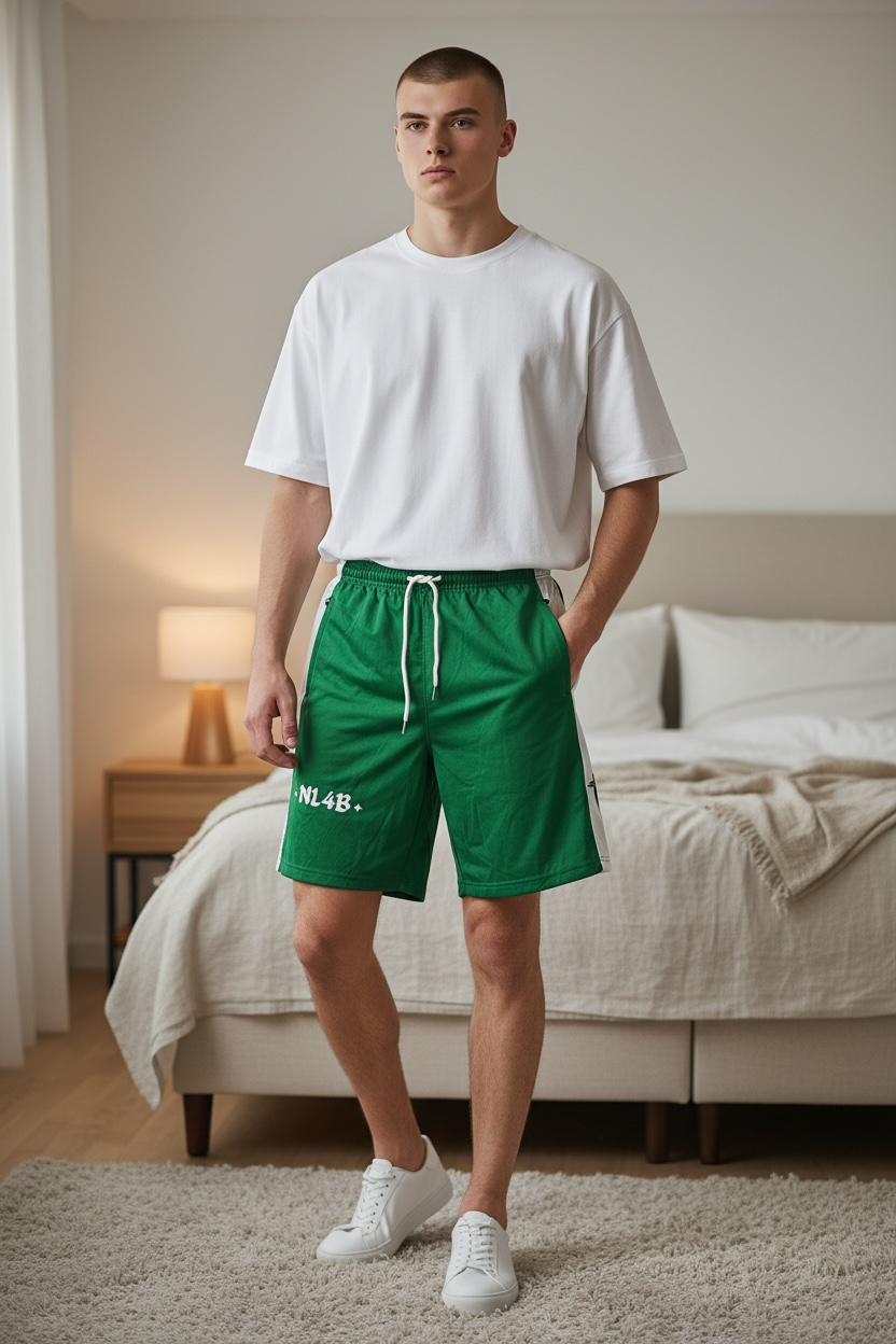 NL4B Green Zip Shorts