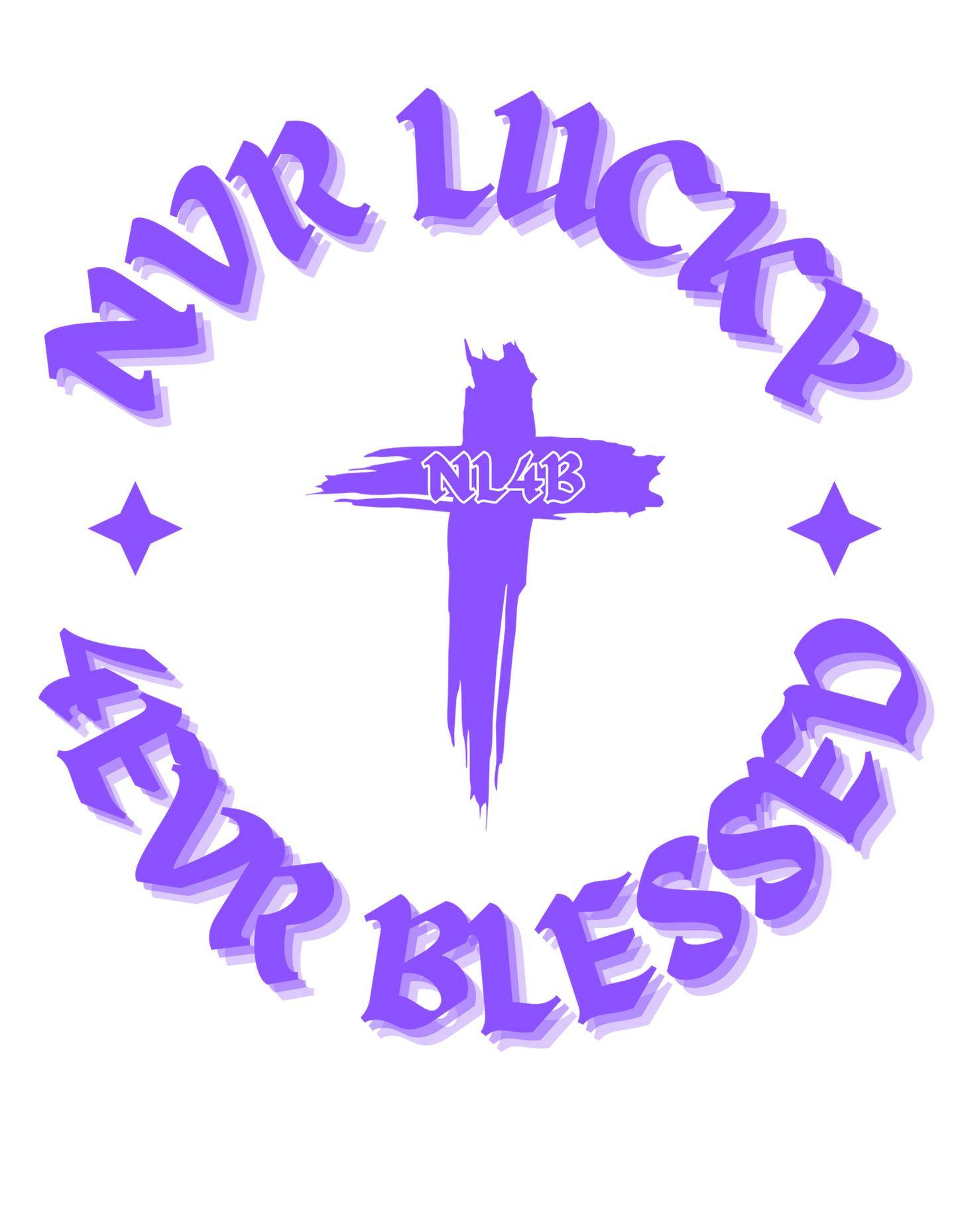 NL4B Stylish T-Shirt Cross On Back (Black Shirt Purple Logo)