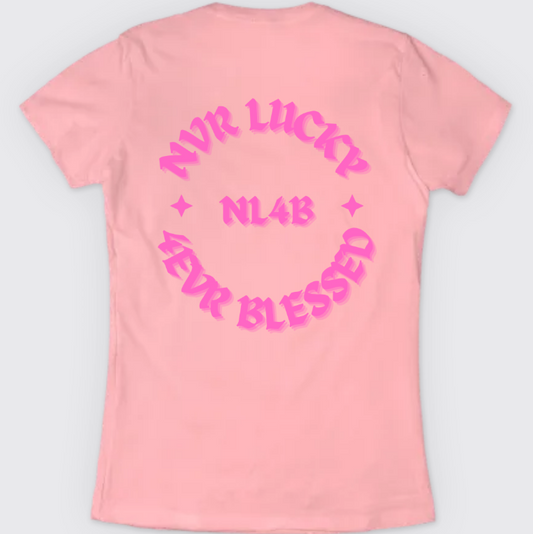 NL4B Stylish T-Shirt Cross On Front (Pink Shirt Pink Logo)