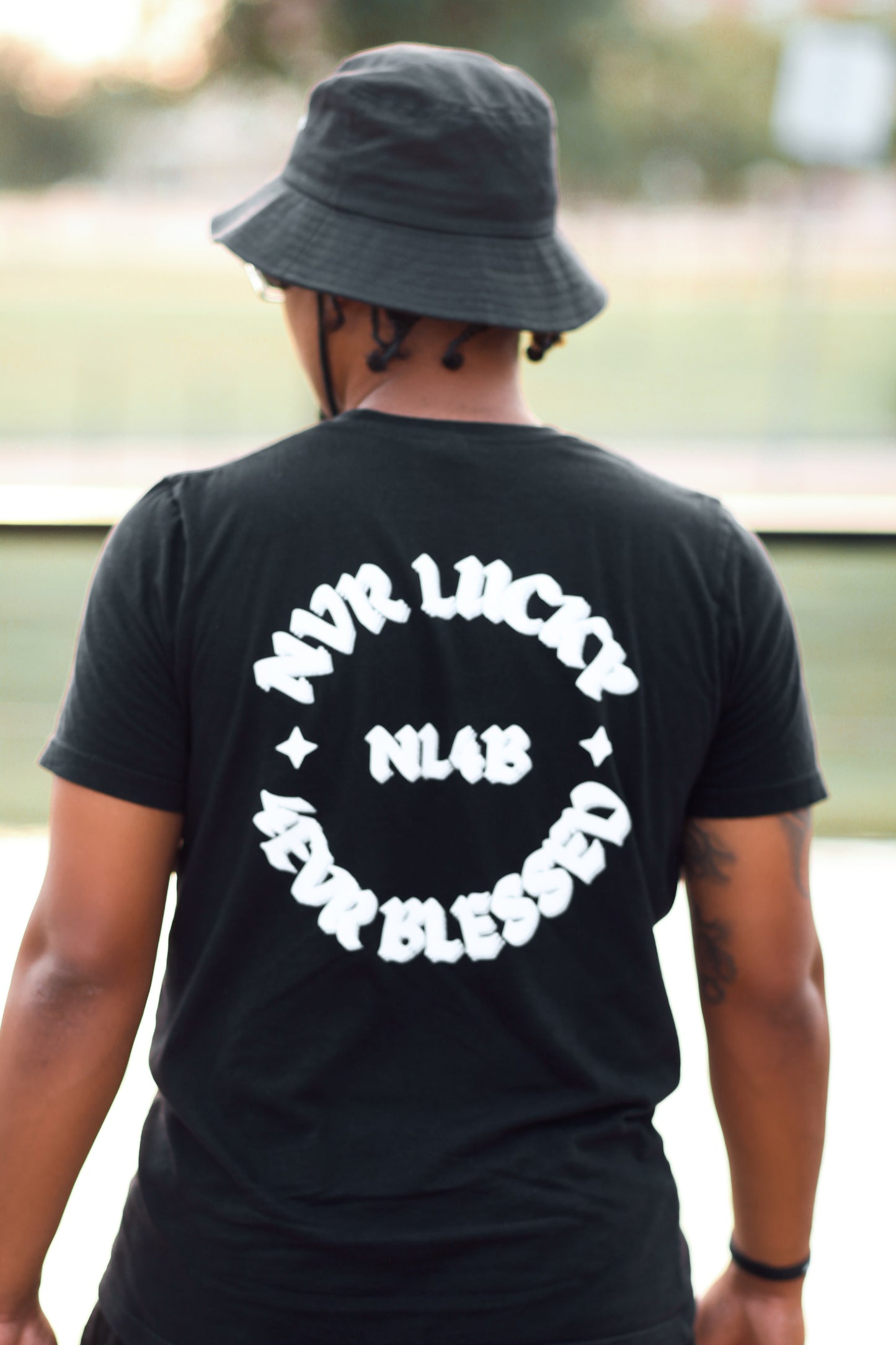 NL4B Stylish T-Shirt Cross On Front (Black Shirt White Logo)