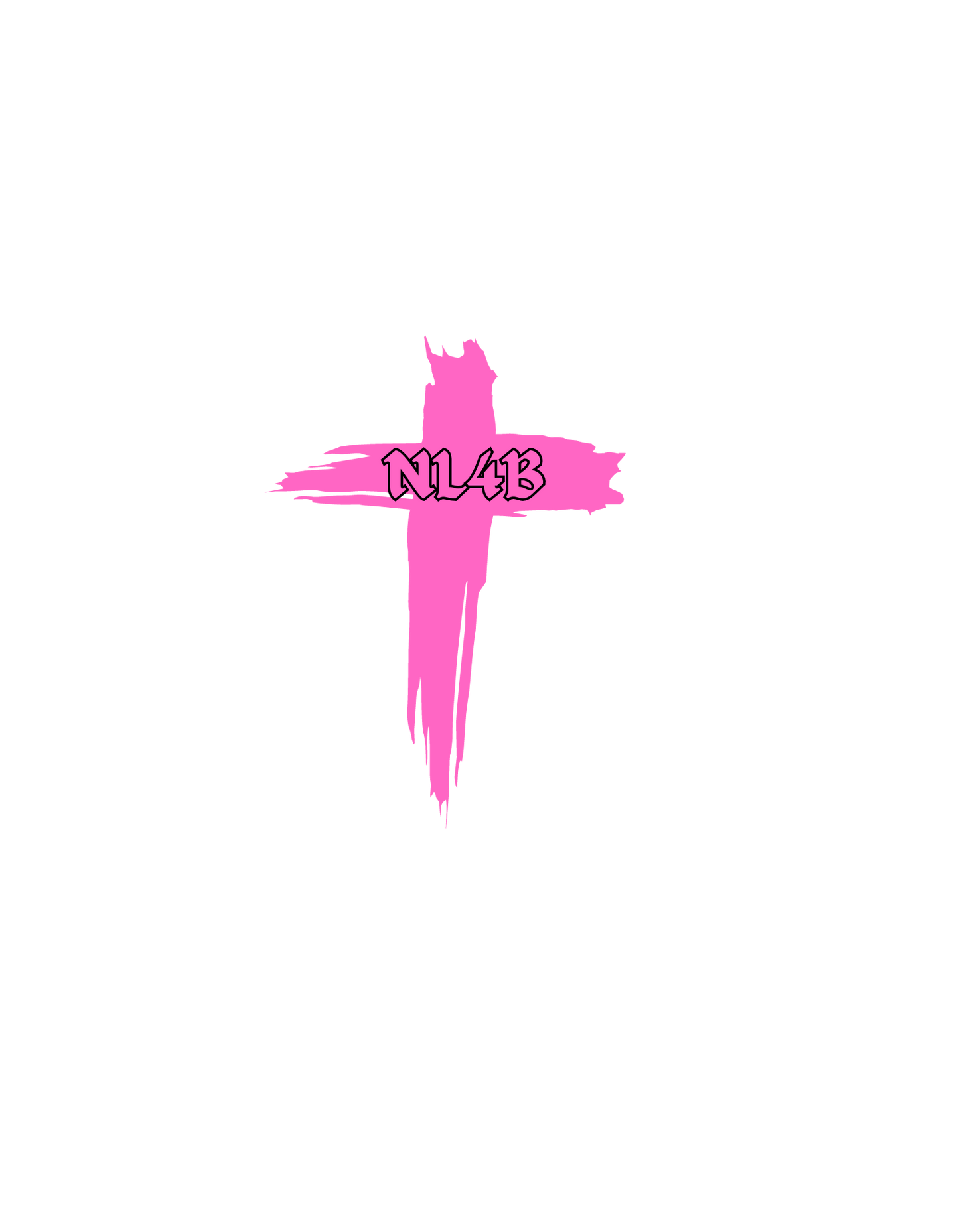 NL4B Stylish T-Shirt Cross On Front (Black Shirt Pink Logo)