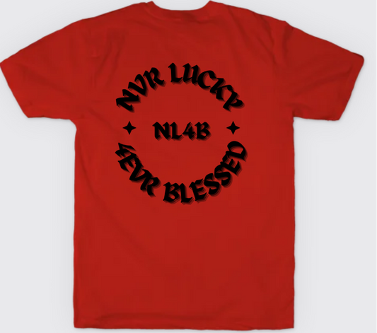 NL4B Stylish T-Shirt Cross On Front (Red Shirt Black Logo)