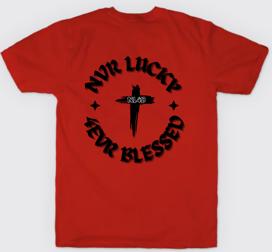 NL4B Stylish T-Shirt Cross On Back (Red Shirt Black Logo)