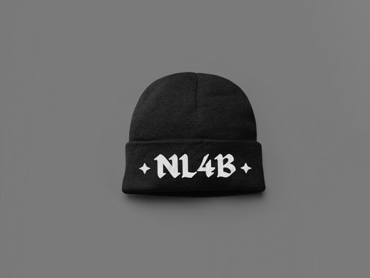Black NL4B Stylish Beanie Screen Print