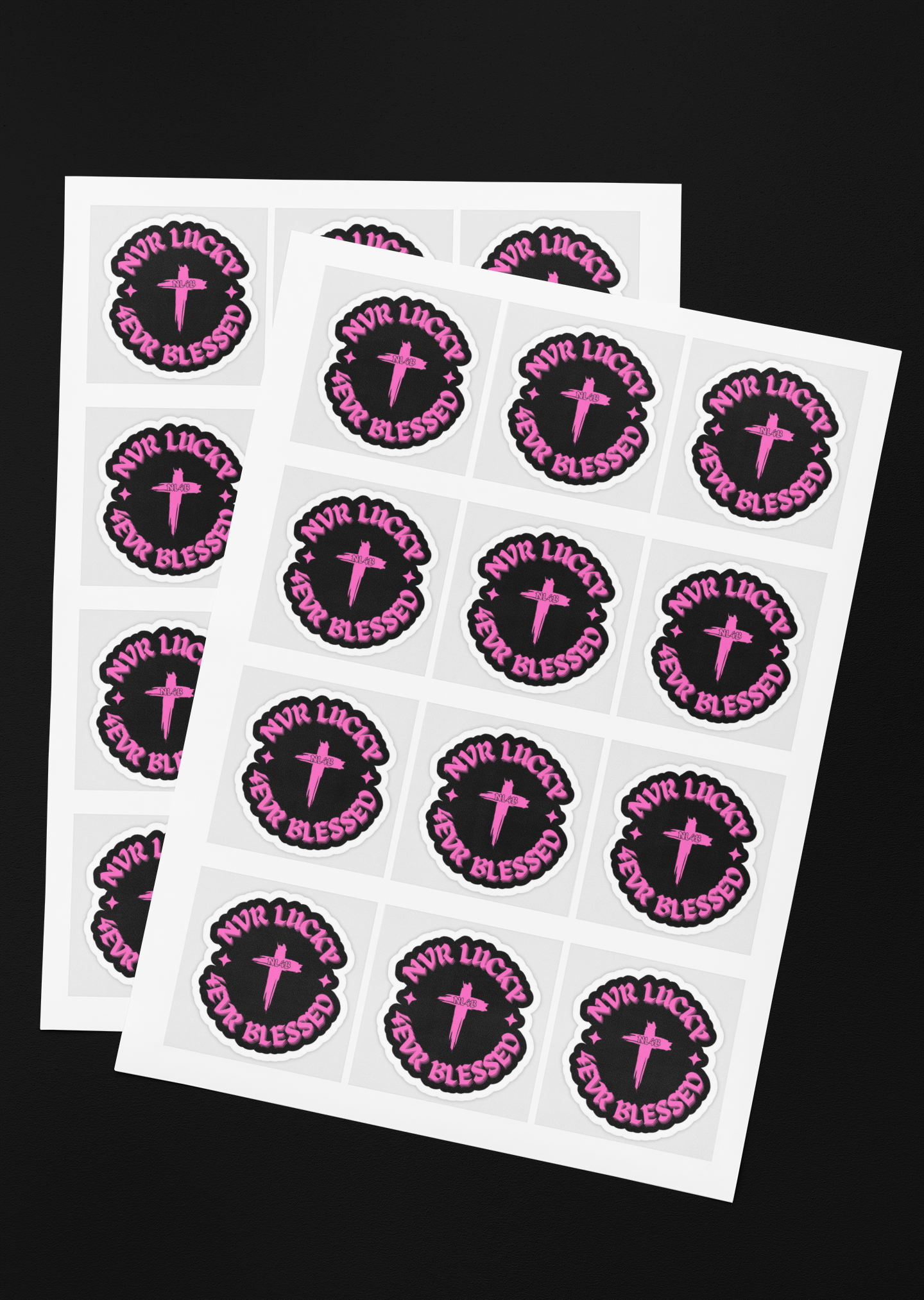 NL4B Sticker With Cross (Pink Logo)