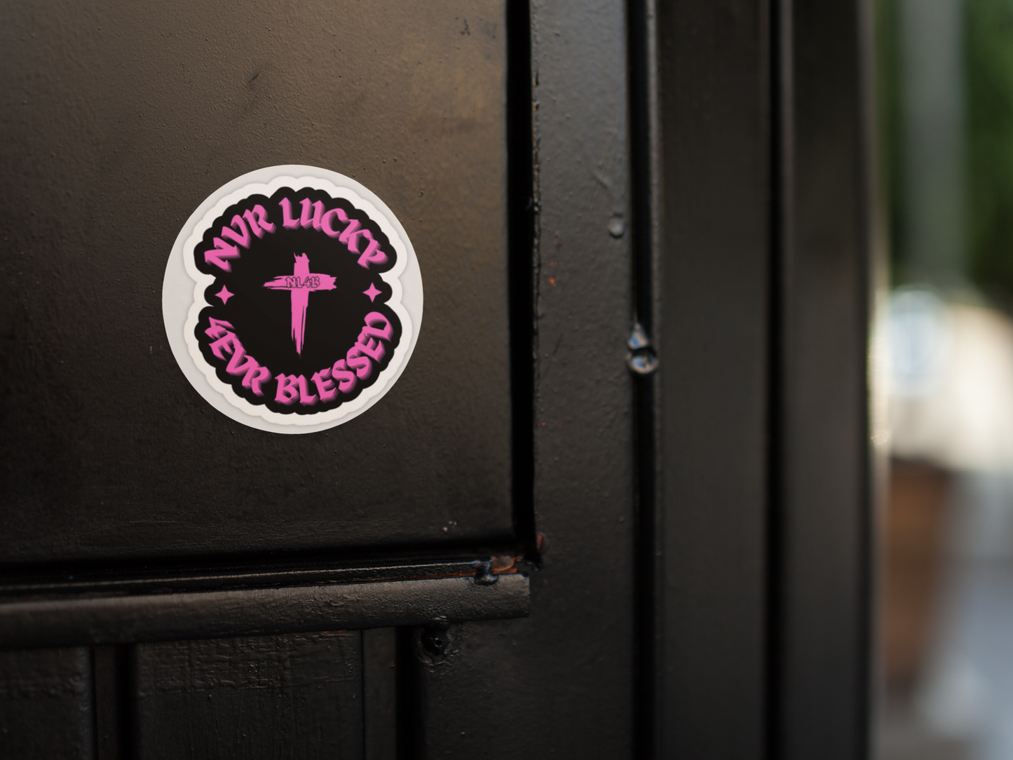 NL4B Sticker With Cross (Pink Logo)