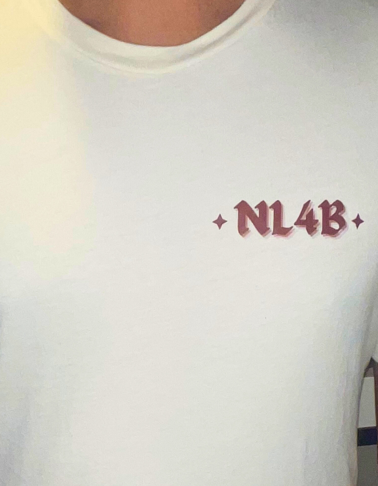 NL4B Stylish T-Shirt Cross On Back (Natural Shirt Brown Logo)