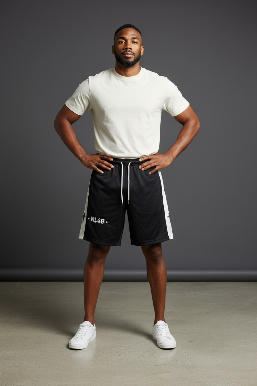 NL4B Black Zip Shorts