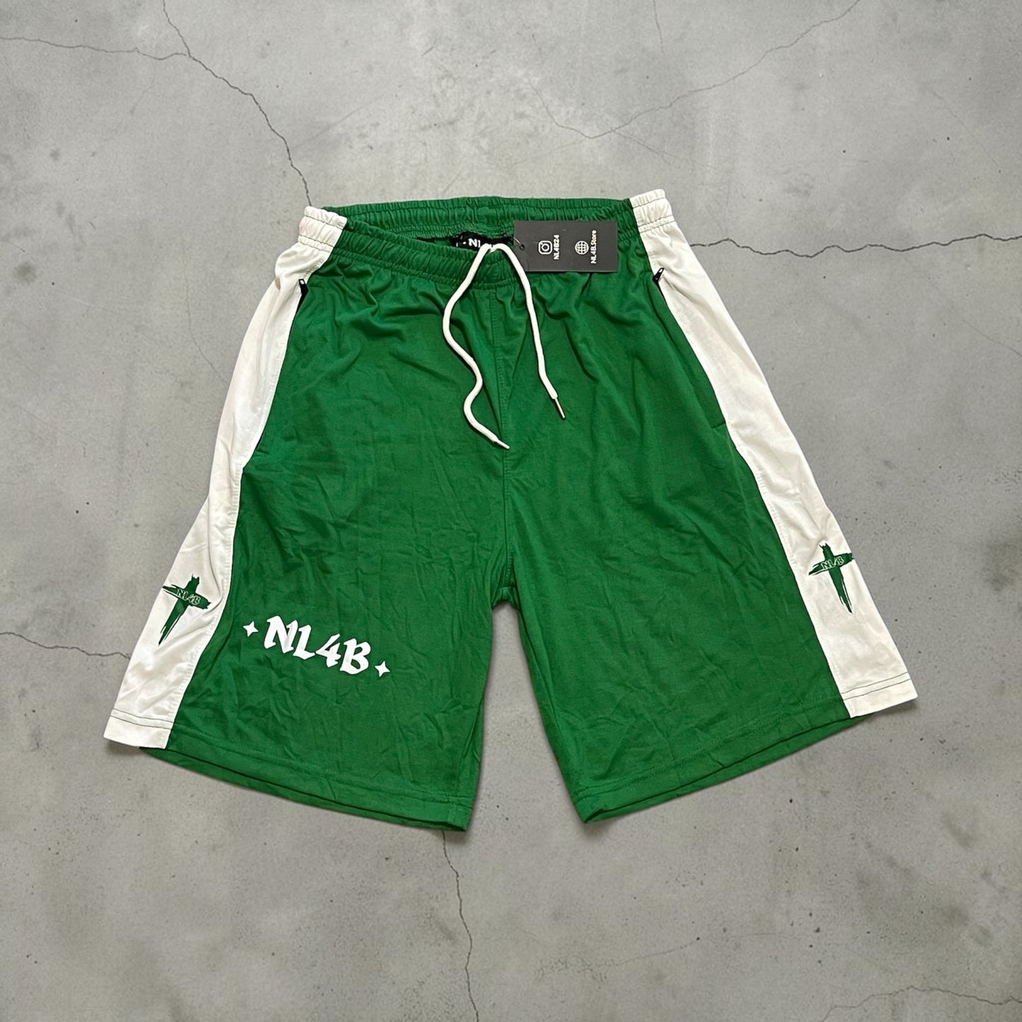 NL4B Green Zip Shorts