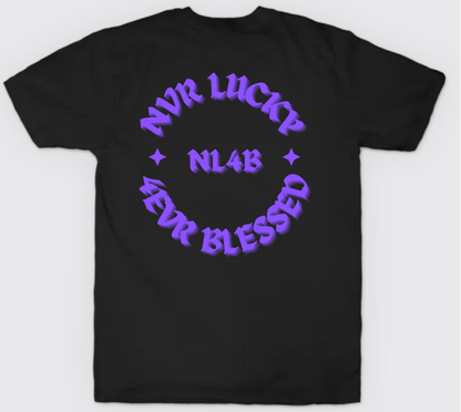 NL4B Stylish T-Shirt Cross On Front (Black Shirt Purple Logo)