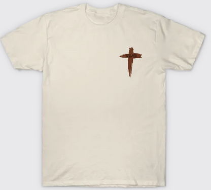 NL4B Stylish T-Shirt Cross On Front (Natural Shirt Brown Logo)