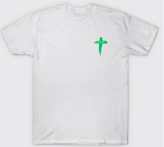 Limited Edition NL4B Stylish T-Shirt Cross On Front (White Shirt Green Logo)