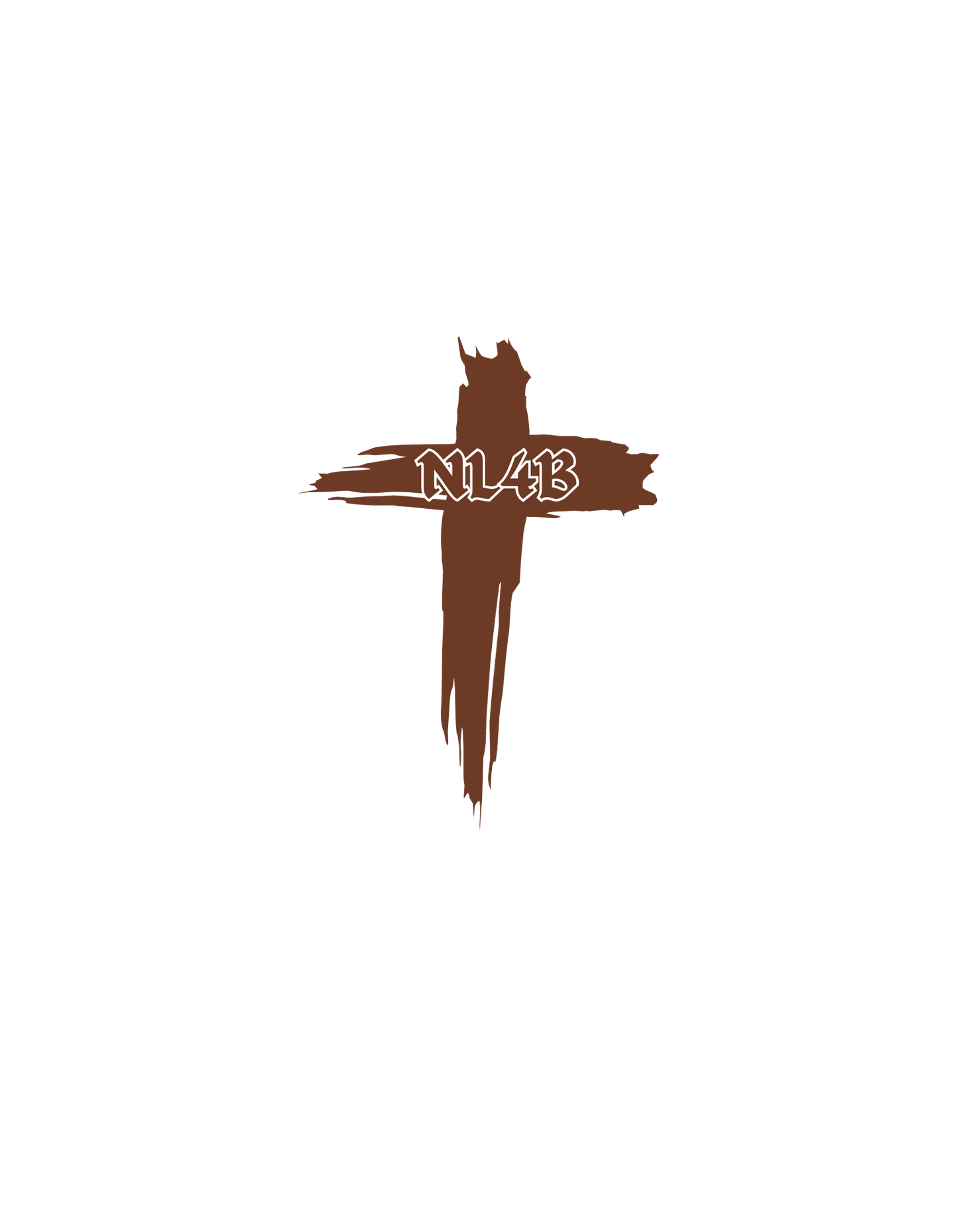 NL4B Stylish T-Shirt Cross On Front (Natural Shirt Brown Logo)