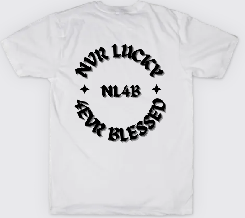 NL4B Stylish T-Shirt Cross On Front (White Shirt Black Logo)