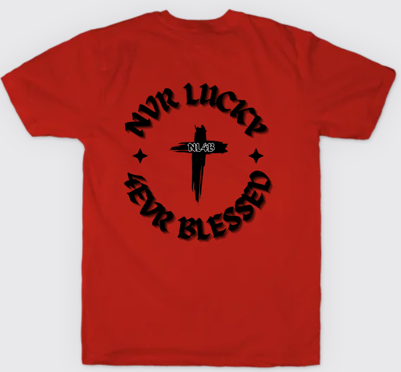 NL4B Stylish T-Shirt Cross On Back (Red Shirt Black Logo)