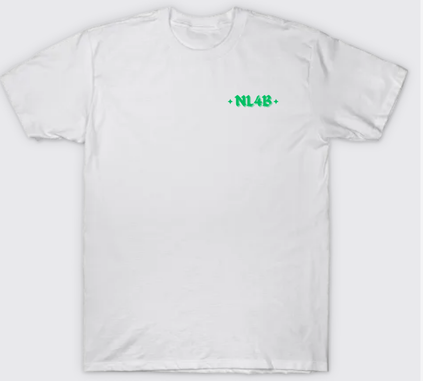 Limited Edition NL4B Stylish T-Shirt Cross On Back (White Shirt Green Logo)