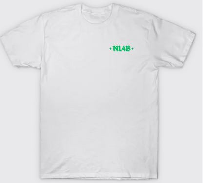 Limited Edition NL4B Stylish T-Shirt Cross On Back (White Shirt Green Logo)