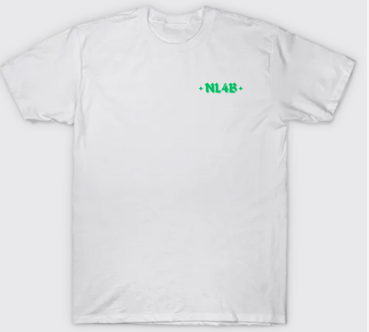 Limited Edition NL4B Stylish T-Shirt Cross On Back (White Shirt Green Logo)