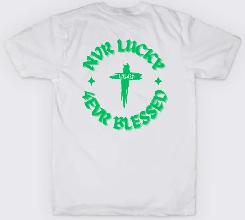 Limited Edition NL4B Stylish T-Shirt Cross On Back (White Shirt Green Logo)