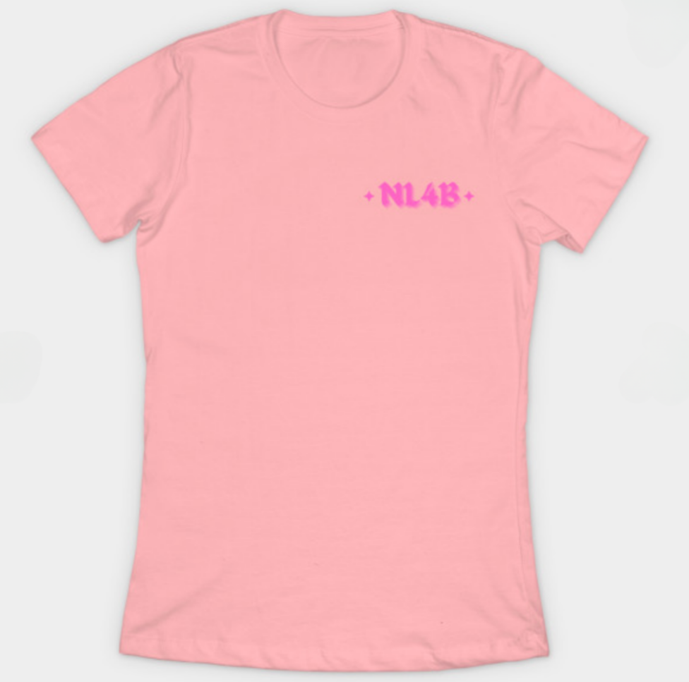 NL4B Stylish T-Shirt Cross On Back (Pink Shirt Pink Logo)